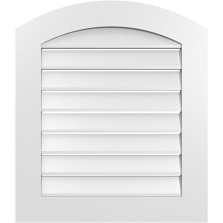 Ekena Millwork Arch Top Surface Mount PVC Gable Vent: Non-Functional, w/ 3-1/2"W x 1"P Standard Frame, 26"W x 28"H GVPAR26X2801SN